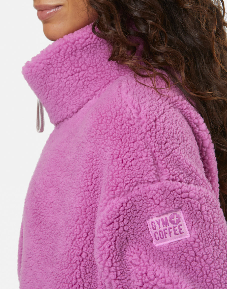 Industry Fleece High Collar Jacket in Crisp Pink