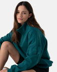 Kin Snap Collar Sweatshirt in Teal - Sweatshirts - Gym+Coffee IE