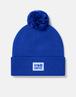 Knit Bobble Beanie in Azure Blue