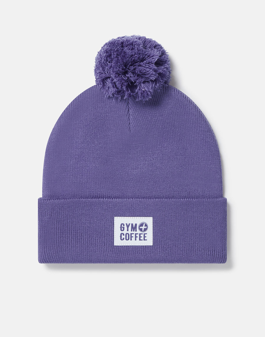 Knit Bobble Beanie in Violet Smoke