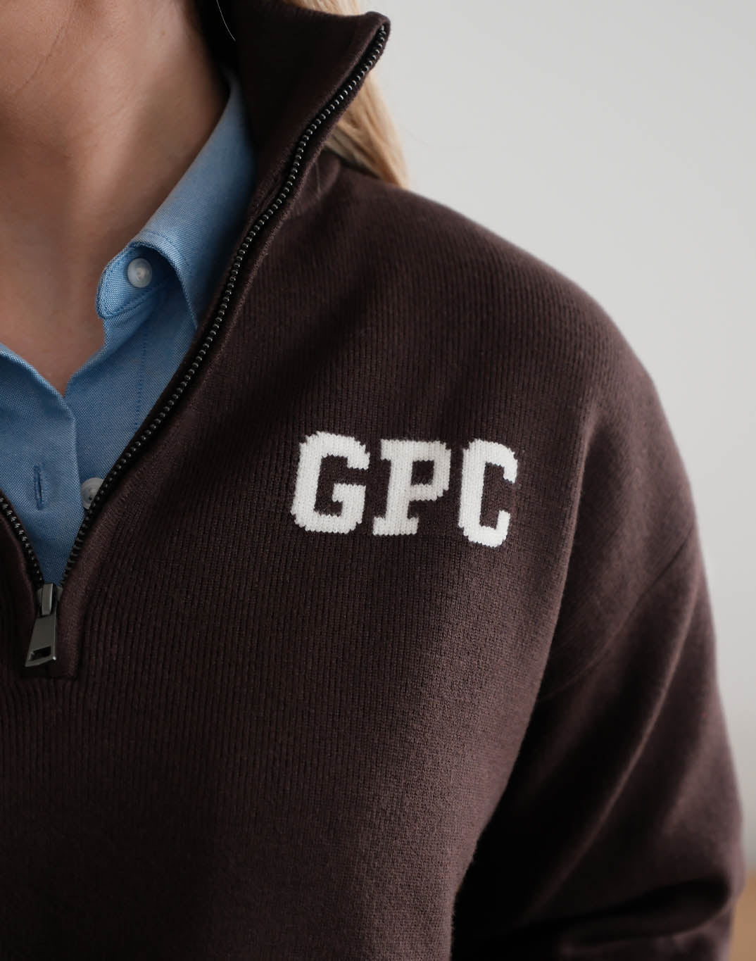 Knit Half Zip in Mocha Bean