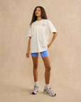 Oversized Print Tee in Warm White