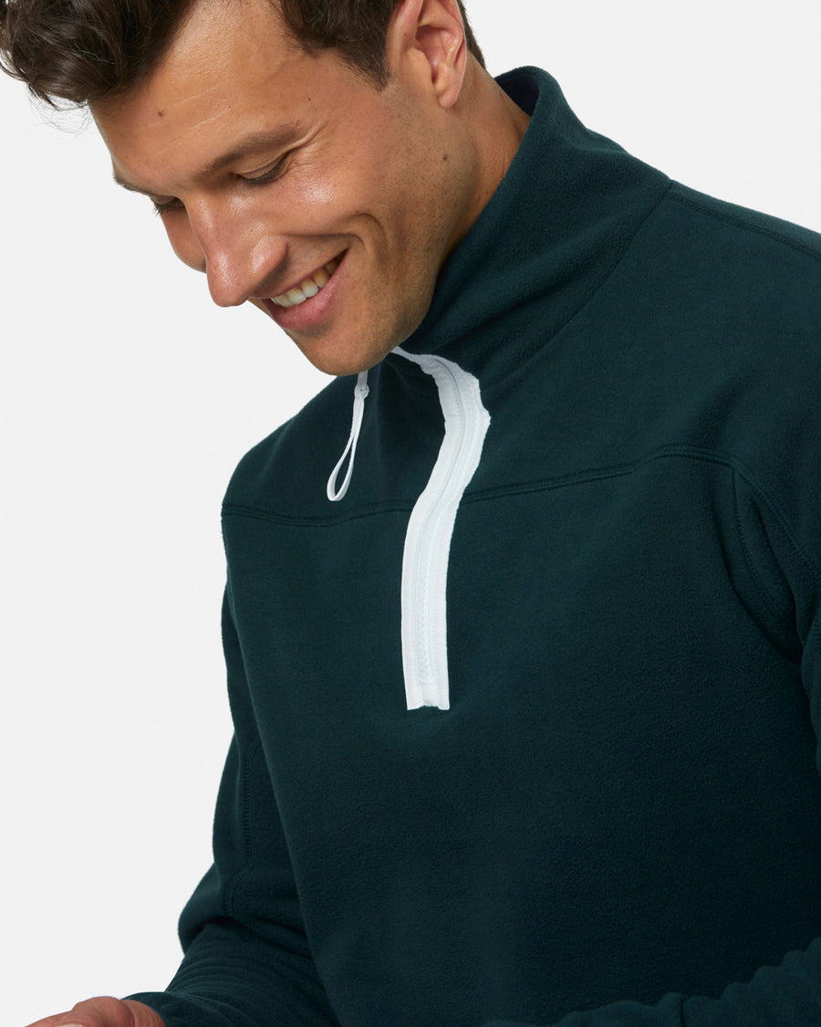 Half Zip Polar Fleece in Moss Green