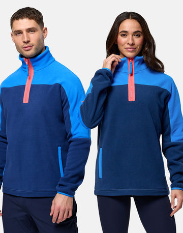 Half Zip Polar Fleece in Petrol Blue