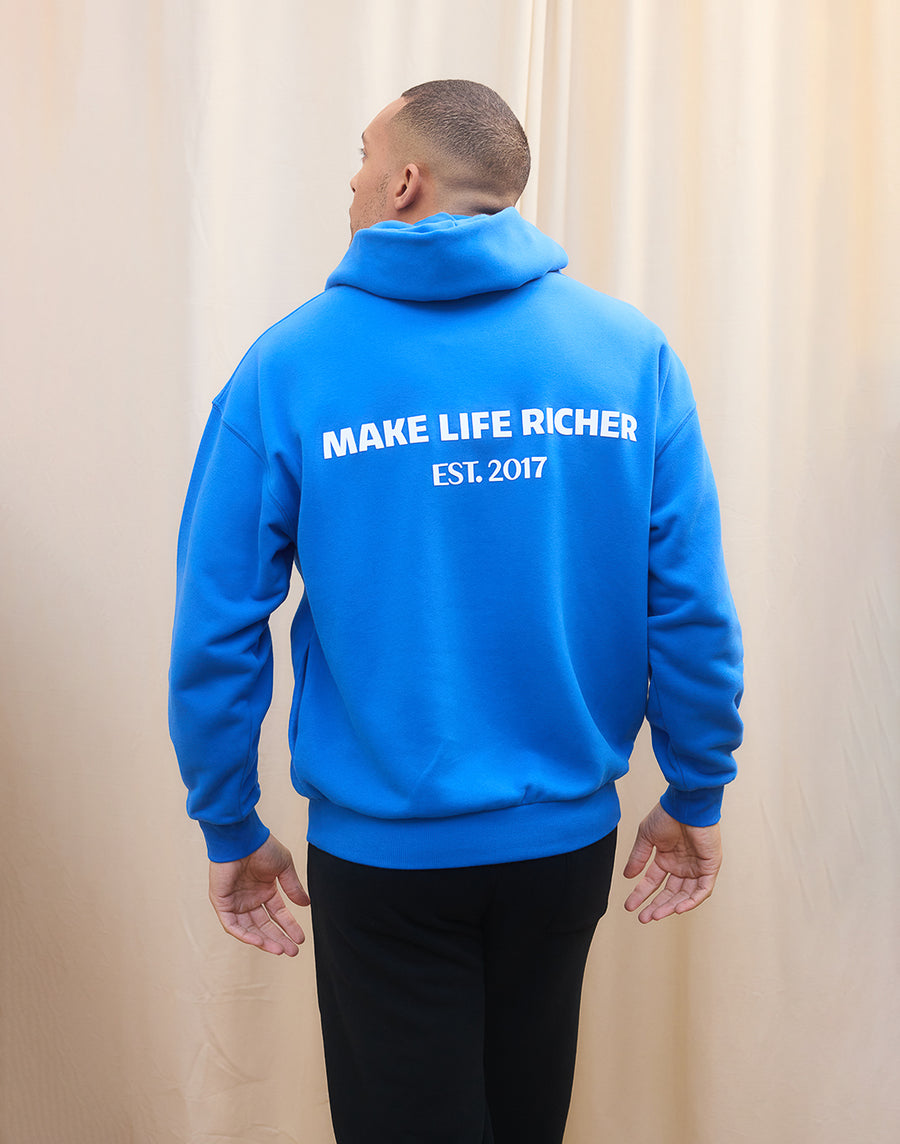 Print Hoodie in Azure Blue