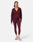 Sierra Crop Half Zip Hoodie in Cherry Crush
