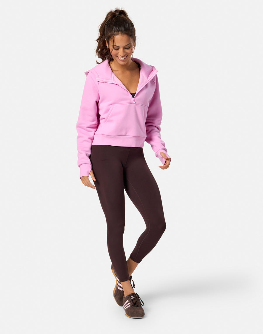Sierra Crop Half Zip Hoodie in Cotton Candy