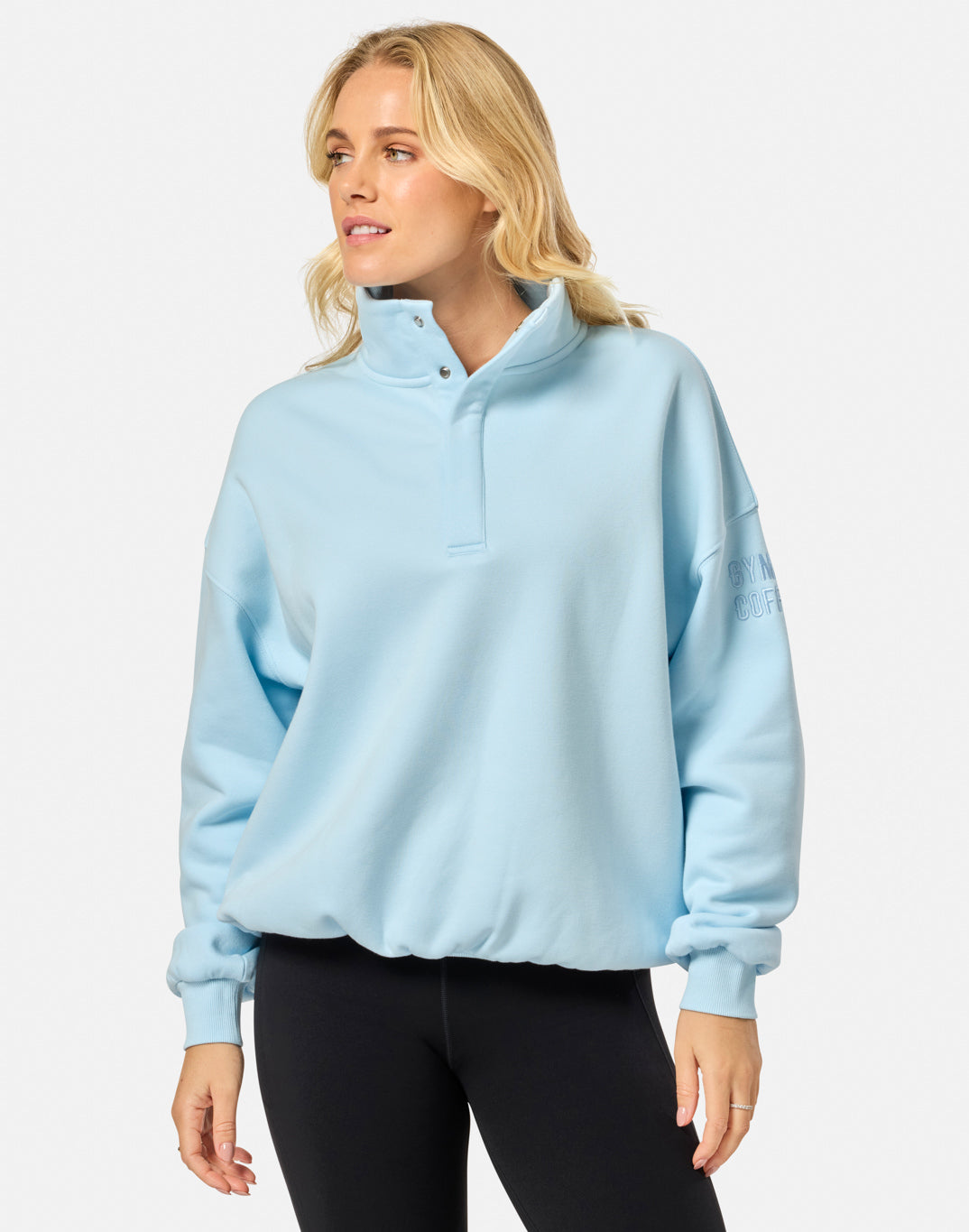 Snap Collar Sierra Sweatshirt in Baby Blue