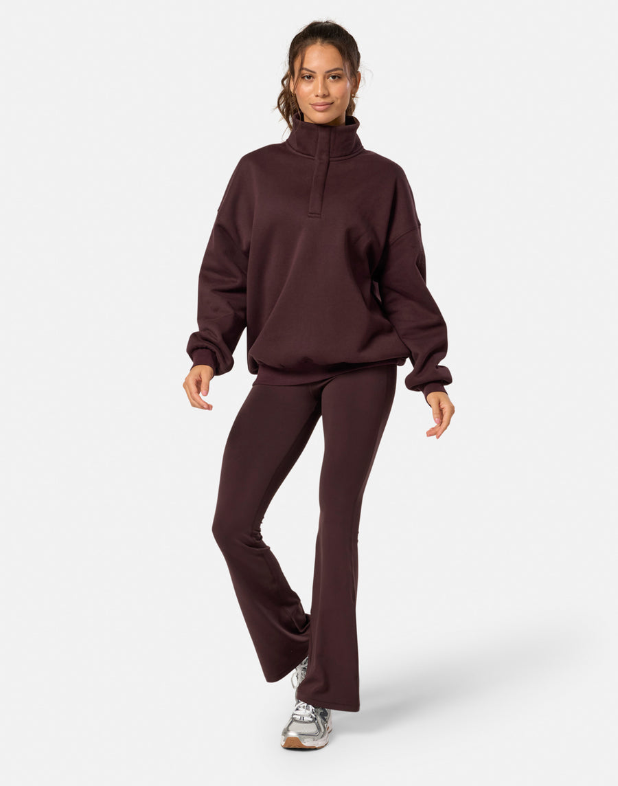 Snap Collar Sierra Sweatshirt in Mocha Bean