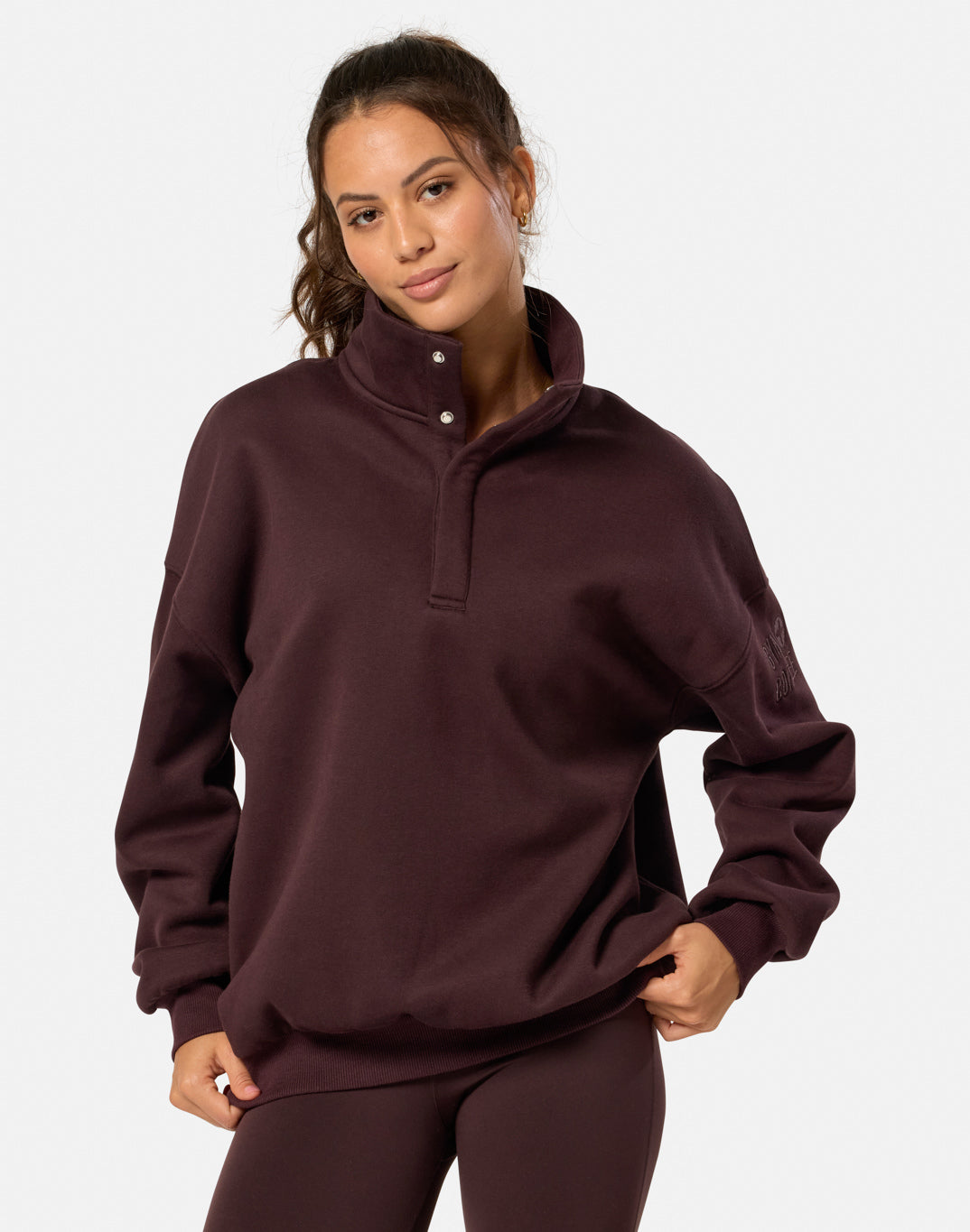 Snap Collar Sierra Sweatshirt in Mocha Bean