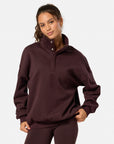Snap Collar Sierra Sweatshirt in Mocha Bean