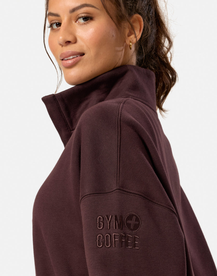 Snap Collar Sierra Sweatshirt in Mocha Bean