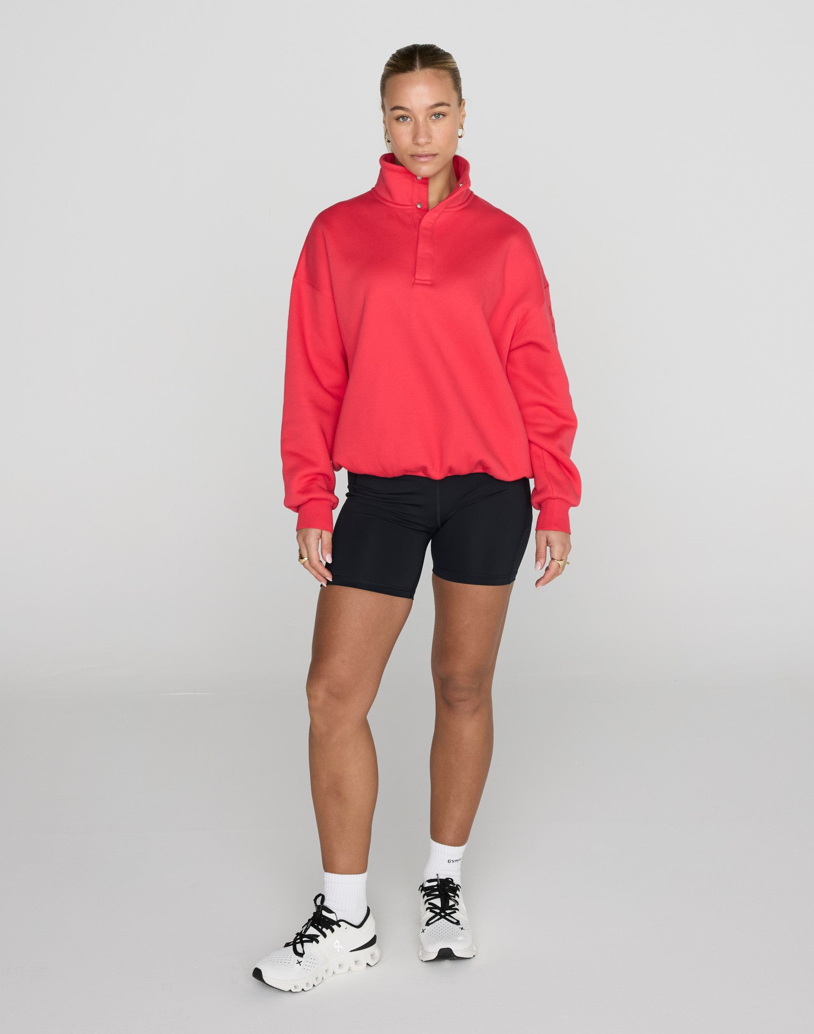 Snap Collar Sierra Sweatshirt in Power Red