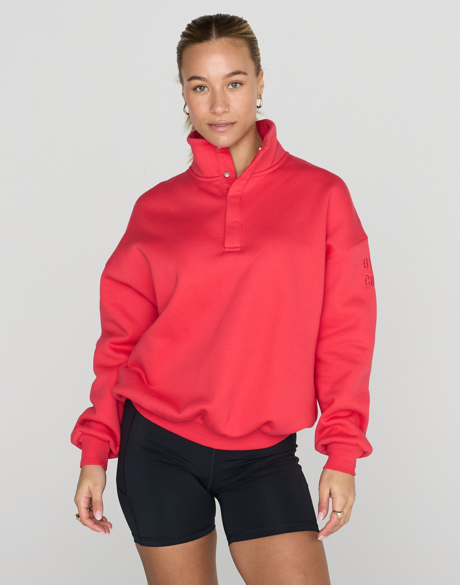Snap Collar Sierra Sweatshirt in Power Red