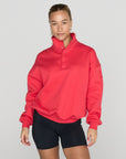 Snap Collar Sierra Sweatshirt in Power Red