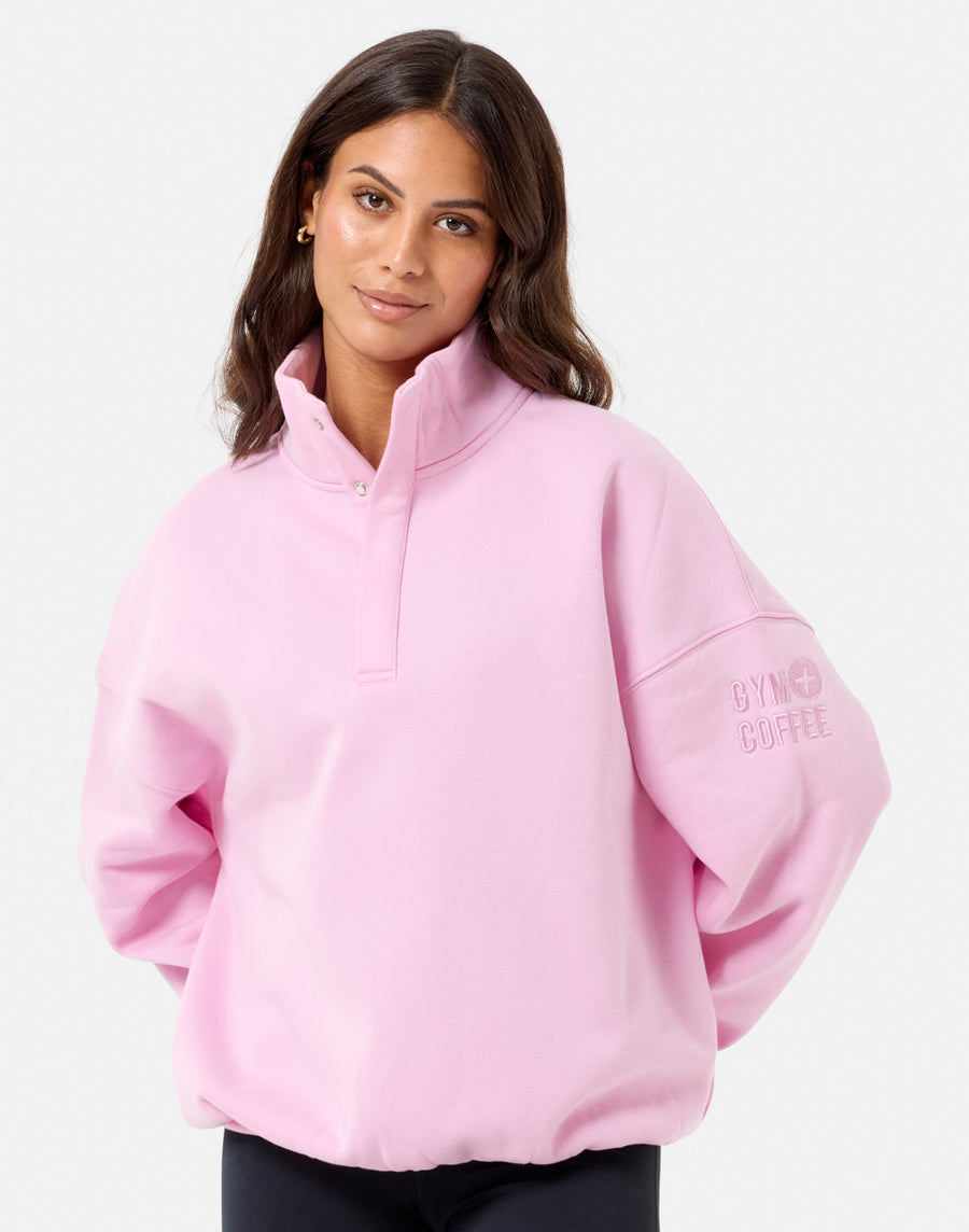 Snap Collar Sierra Sweatshirt in Baby Pink