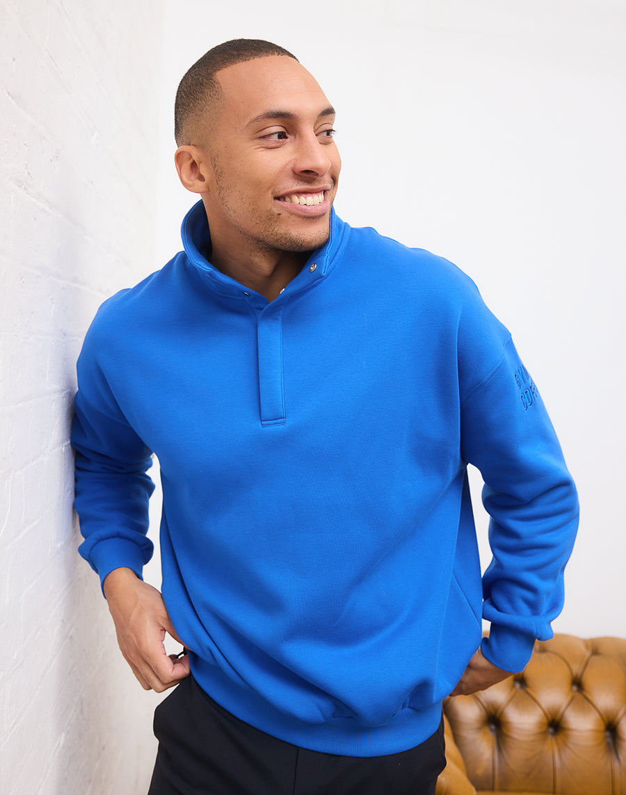 Snap Collar Sierra Sweatshirt in Azure Blue