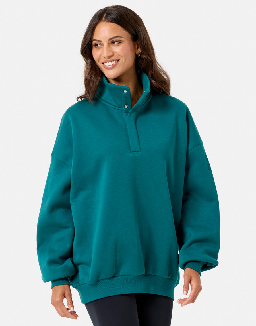 Snap Collar Sierra Sweatshirt in Teal
