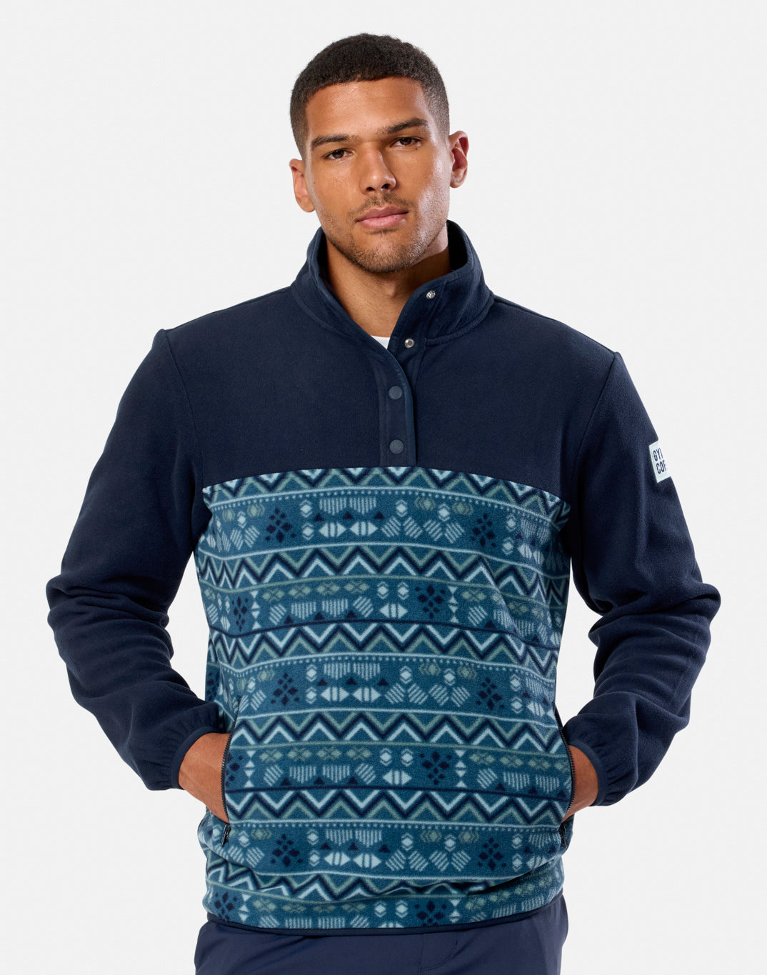 Half Snap Polar Fleece in Aztec Print