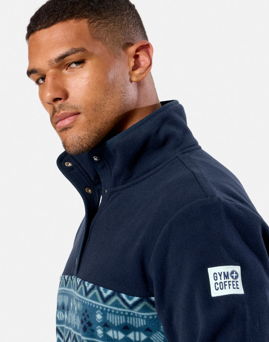 Half Snap Polar Fleece in Aztec Print