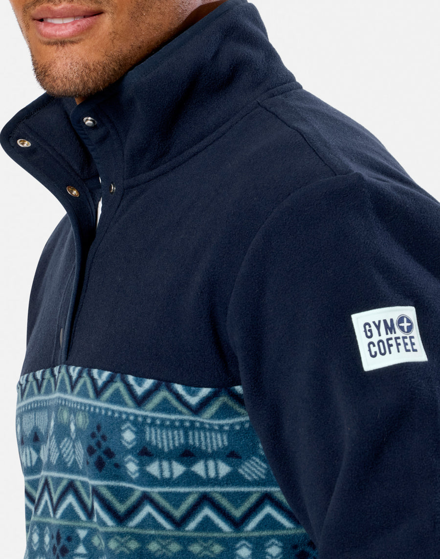 Half Snap Polar Fleece in Aztec Print