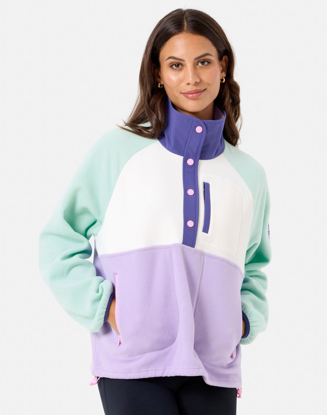 Snap Polar Fleece in Lilac Mint