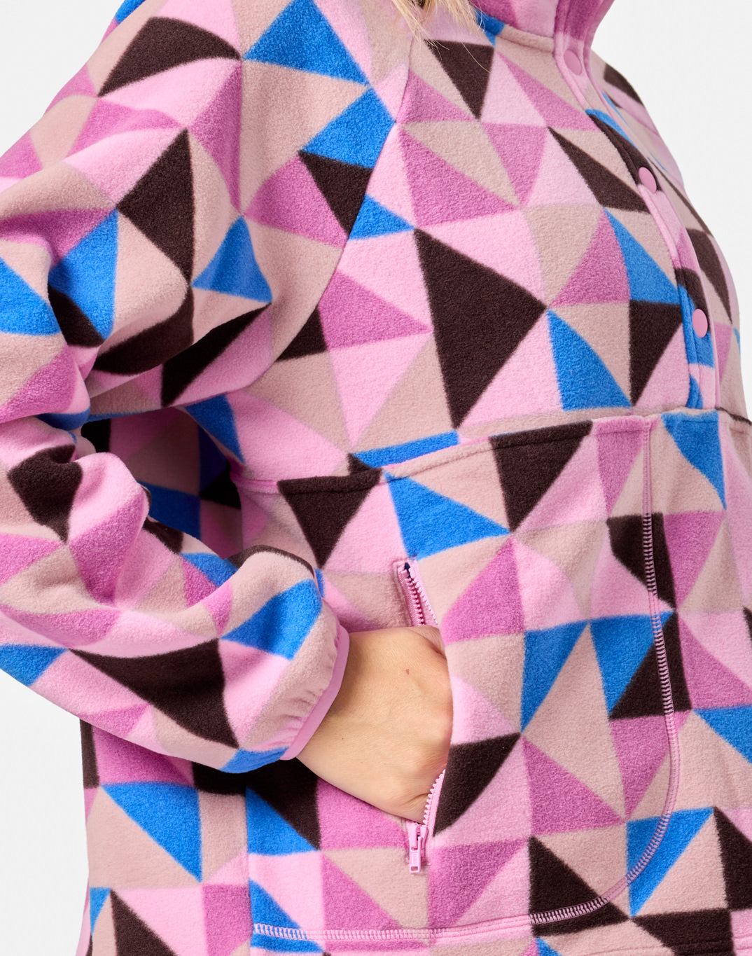 Snap Polar Fleece in Geo Pop Print