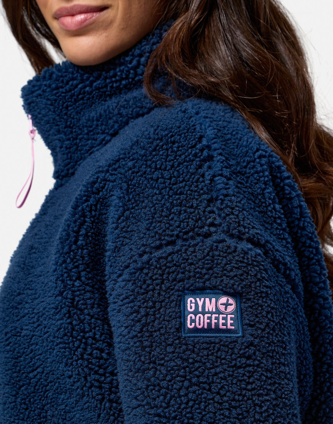 Industry Fleece High Collar Jacket in Petrol Blue