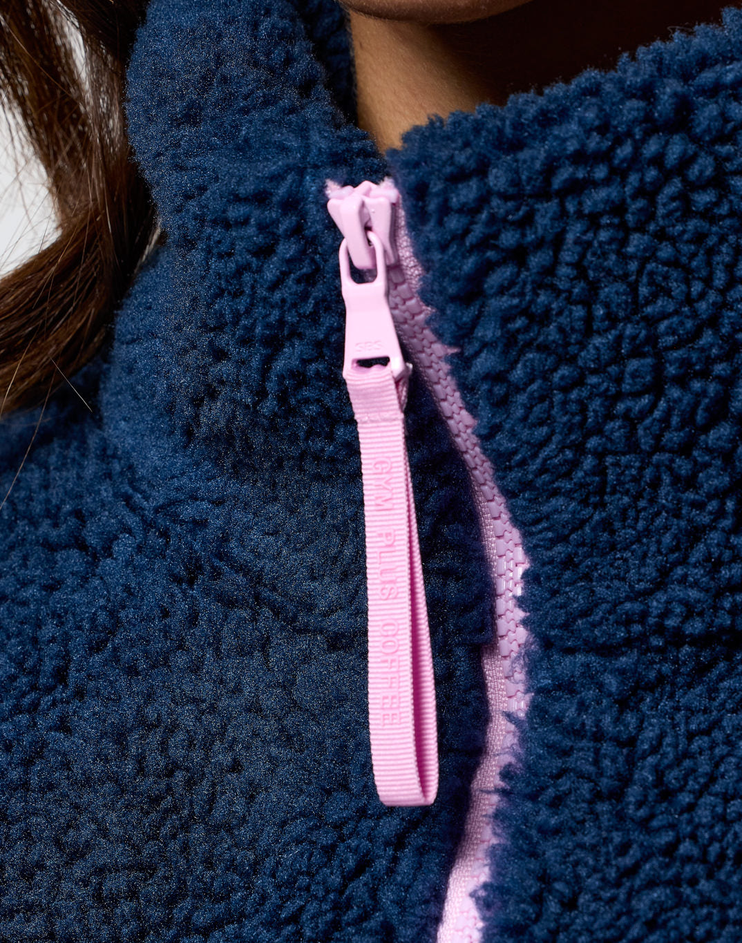 Industry Fleece High Collar Jacket in Petrol Blue