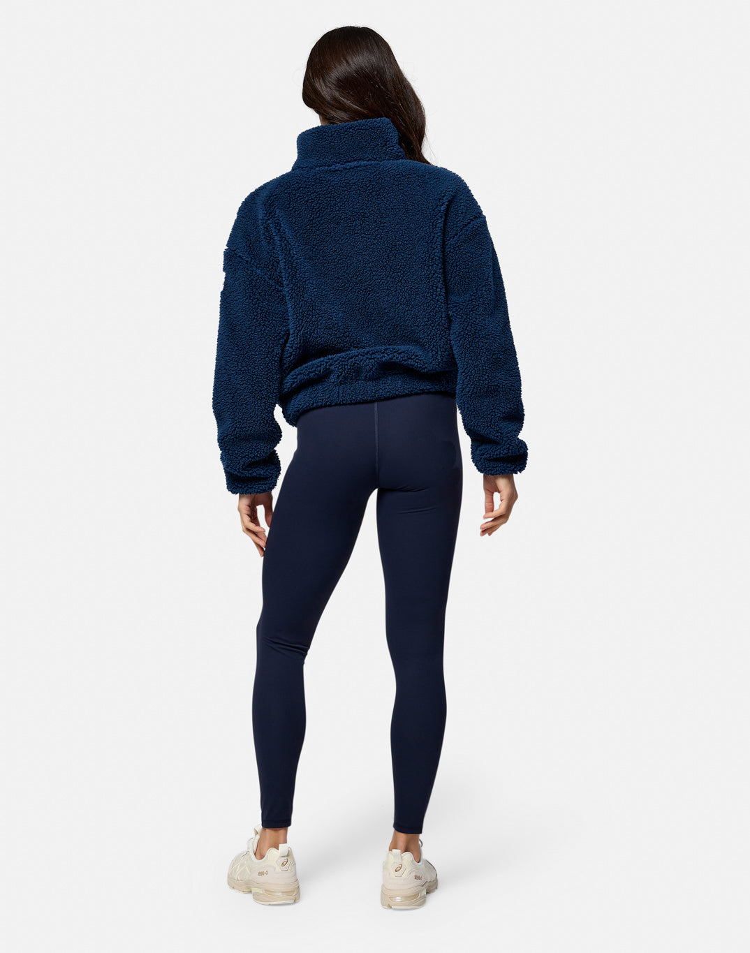 Industry Fleece High Collar Jacket in Petrol Blue