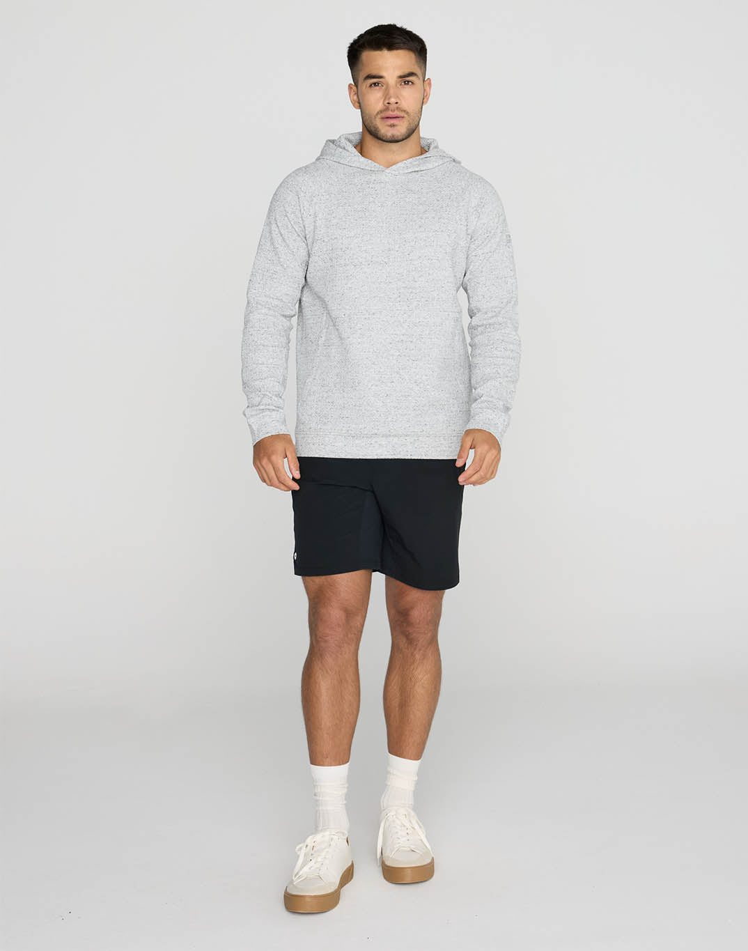 Textured Hoodie in Heather Grey