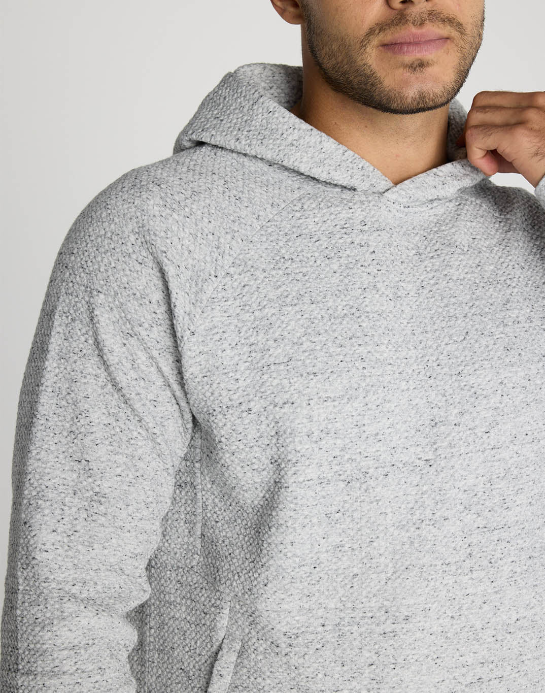 Textured Hoodie in Heather Grey