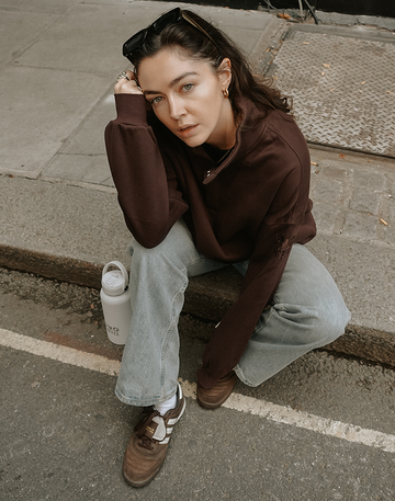 Snap Collar Sierra Sweatshirt in Mocha Bean