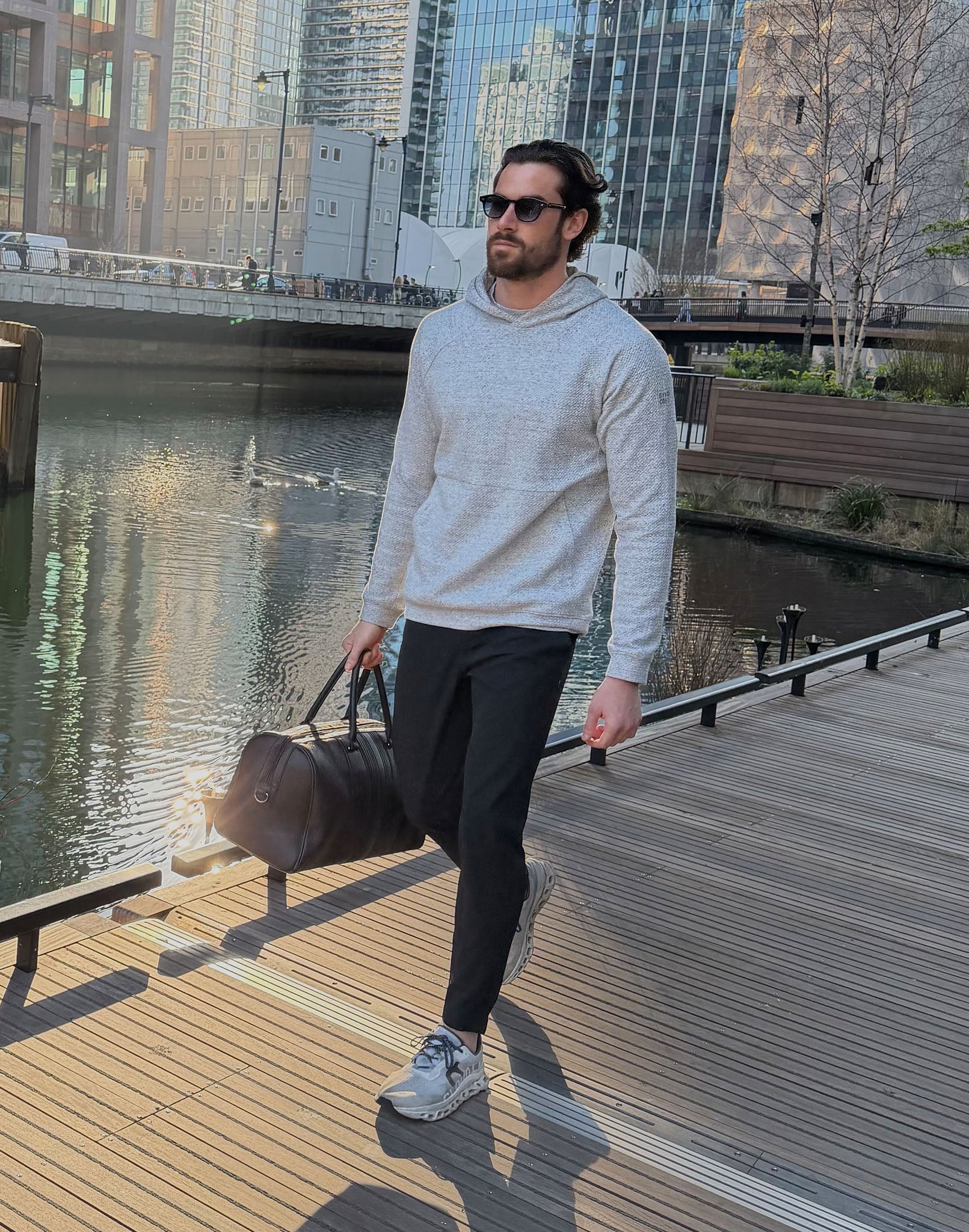 Textured Hoodie in Heather Grey