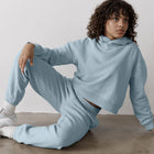 The Womens Pullover Crop Hoodie in Chalk Blue - Hoodies - Gym+Coffee IE