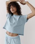 The Womens Crop Tee in Chalk Blue - T-Shirts - Gym+Coffee IE