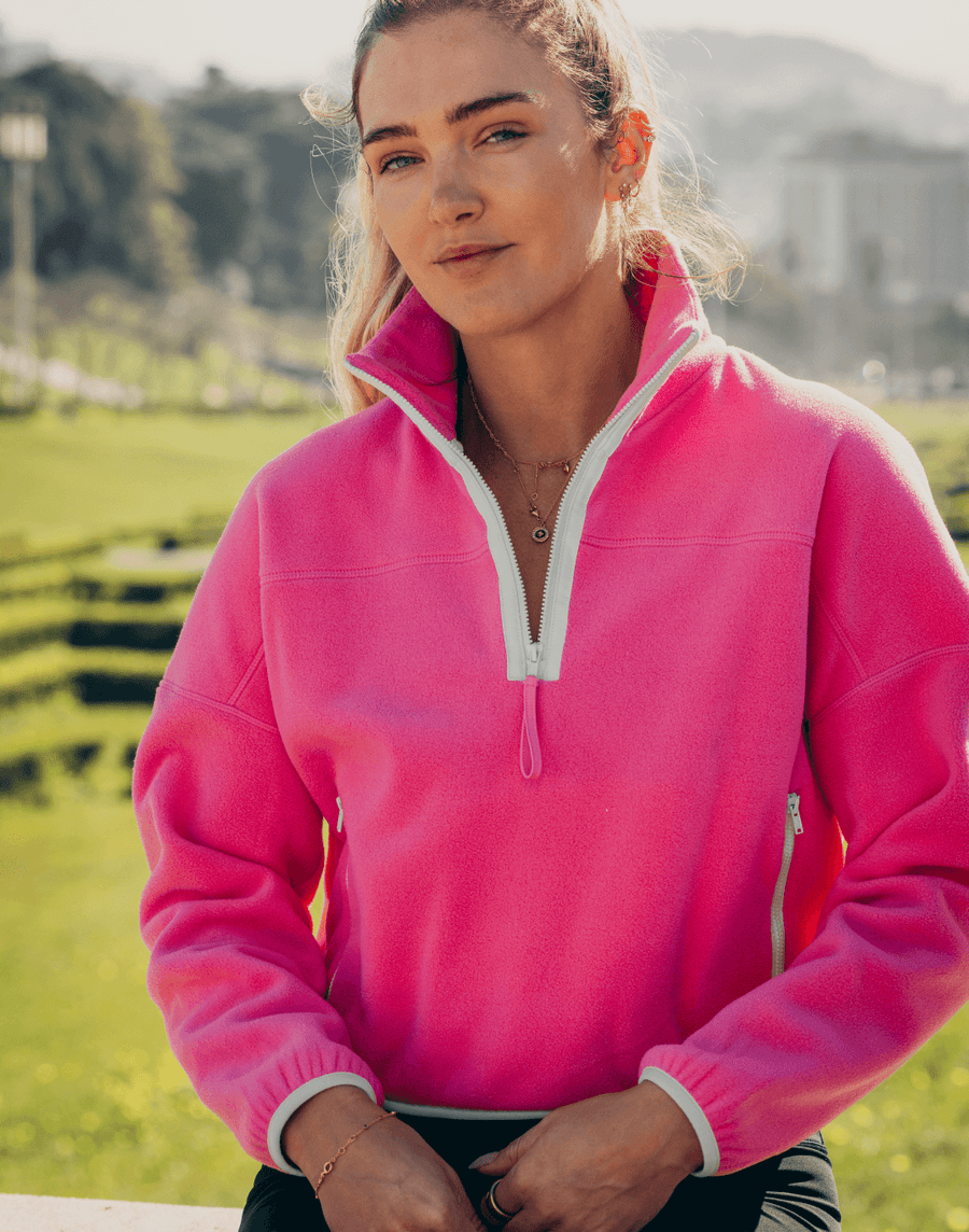 Cropped fleece jumper clearance