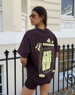 Oversized Print Tee in Mocha Bean