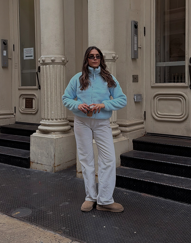 Industry Fleece High Collar Jacket in Baby Blue