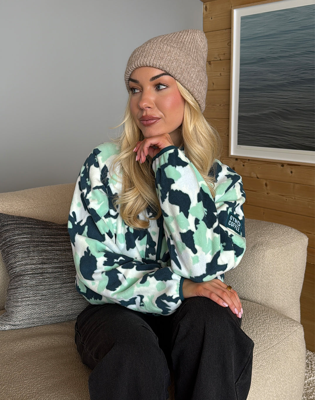 Snap Polar Fleece in Teal Pop Print
