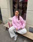 Snap Collar Sierra Sweatshirt in Baby Pink