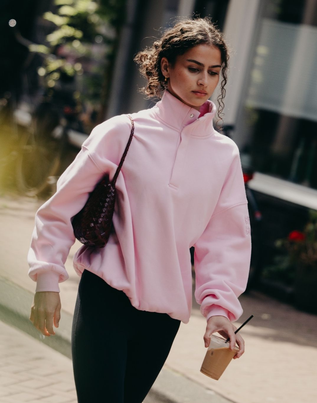 Snap Collar Sierra Sweatshirt in Baby Pink