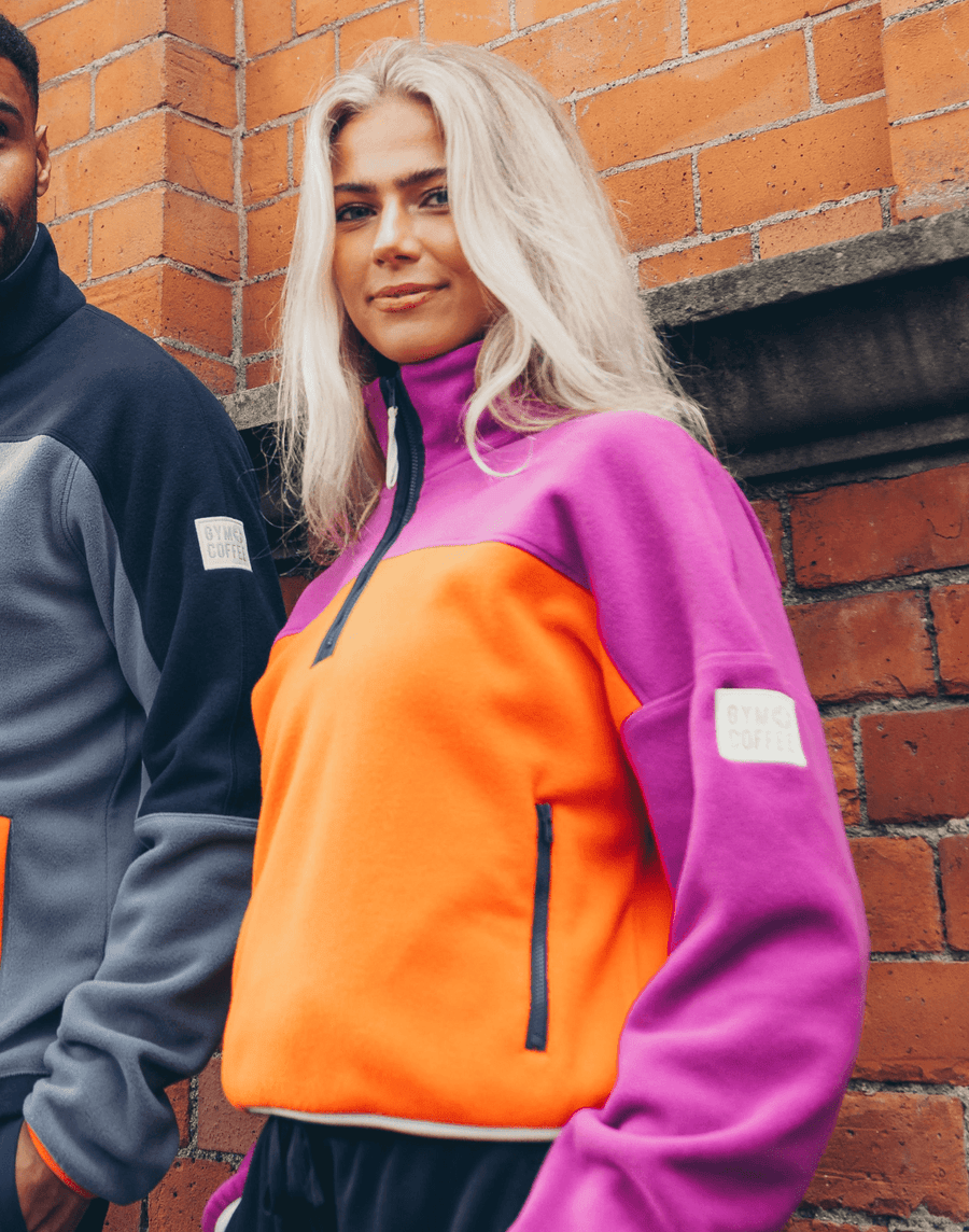 Half Zip Crop Polar Fleece in Very Berry Gym Coffee IE