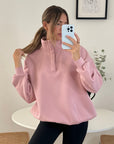 Snap Collar Sierra Sweatshirt in Dusky Pink