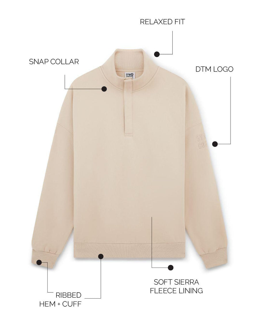 Unisex Snap Collar Sweatshirt in Rich Taupe
