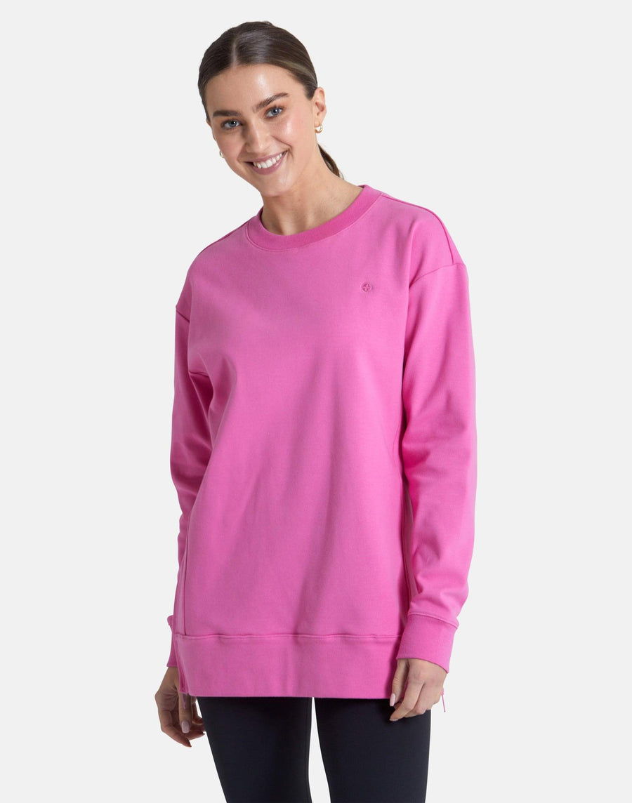 Chill Longline Crew in Empower Pink - Sweatshirts - Gym+Coffee IE