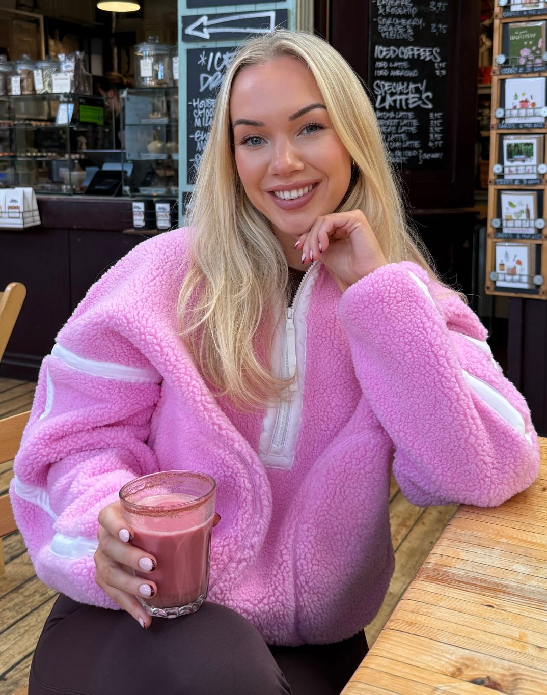 Industry Fleece Half Zip in Cotton Candy