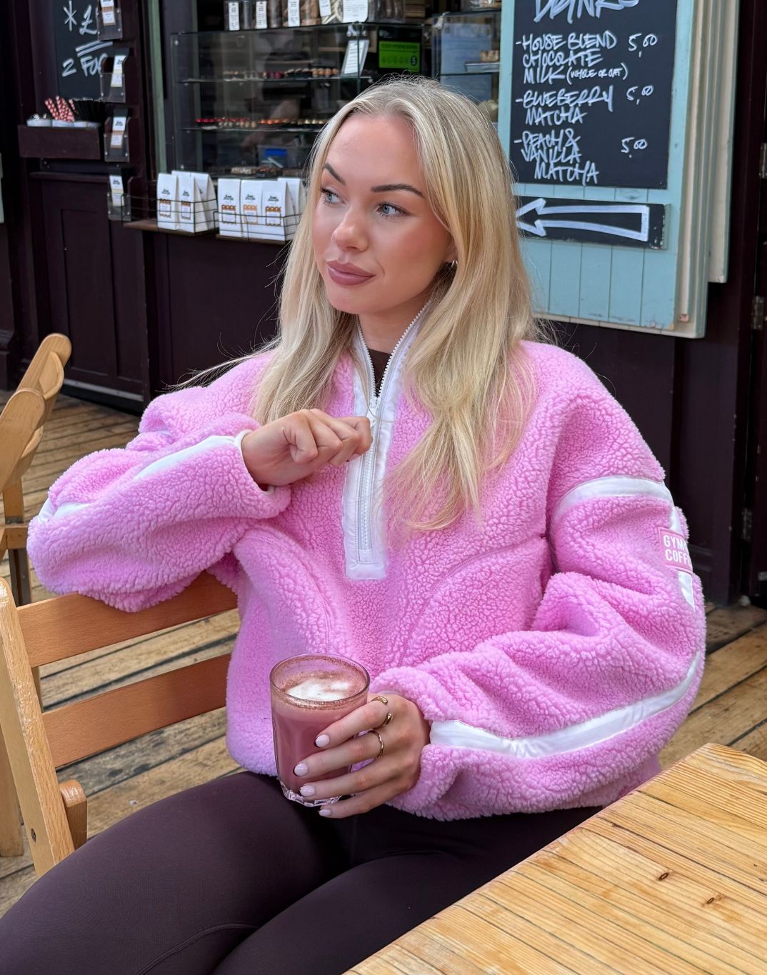 Industry Fleece Half Zip in Cotton Candy