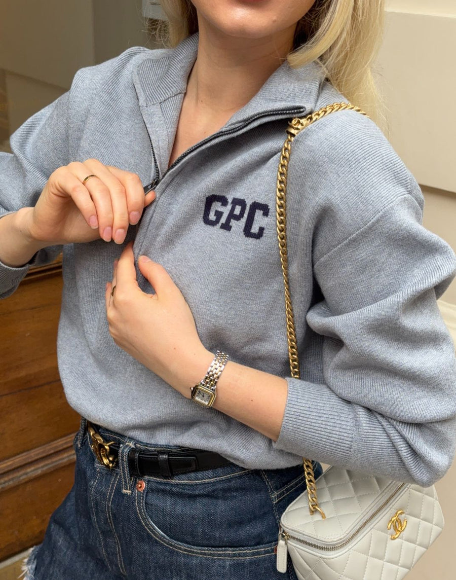 Knit Half Zip in Stone