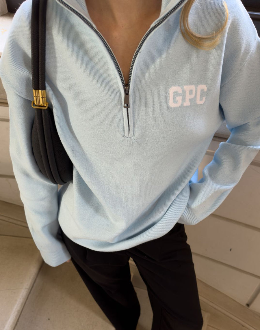 Knit Half Zip in Baby Blue